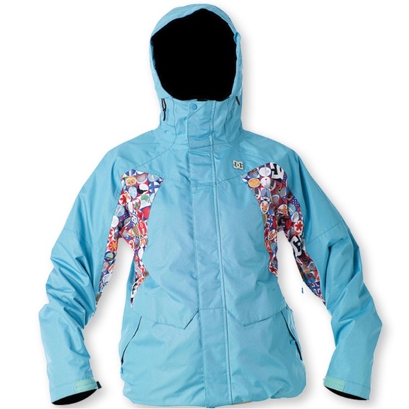 DC Fuse Women’s Graphic Print 2011 Snowboarder Jacket Size Small Teal Black - Picture 1 of 13